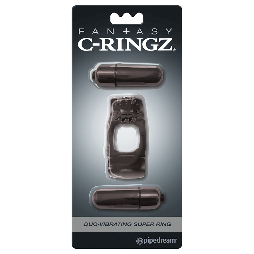 Fantasy C-Ringz Duo-Vibrating Super Ring-Black - Eros Fine Goods