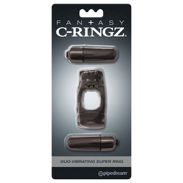Fantasy C-Ringz Duo-Vibrating Super Ring-Black - Eros Fine Goods