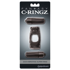 Fantasy C-Ringz Duo-Vibrating Super Ring-Black - Eros Fine Goods