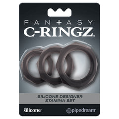 Fantasy C-Ringz Silicone Designer Stamina Set-Black - Eros Fine Goods