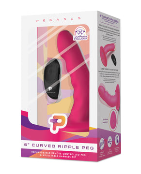 Pegasus 6" Rechargeable Ripple Peg W/adjustable Harness & Remote - Pink