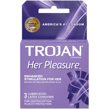 Trojan Her Pleasure Sensations Condoms (3 Pack) - Eros Fine Goods