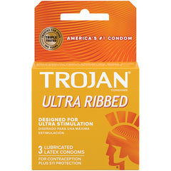 Trojan Ultra Ribbed Condoms (3 Pack) - Eros Fine Goods