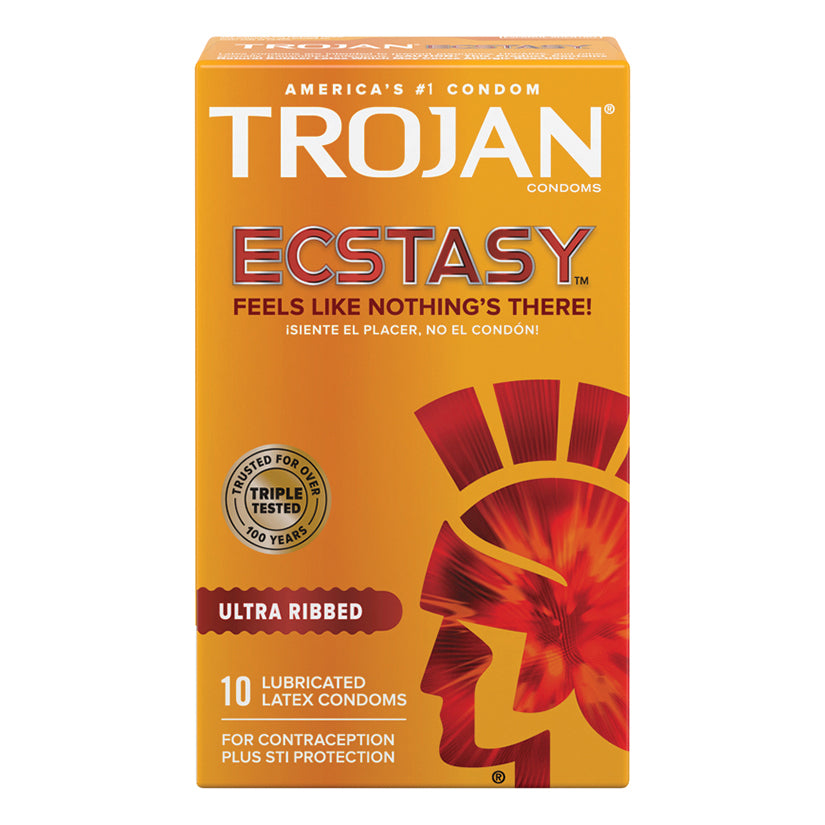 Trojan Ultra Ribbed Ecstasy Condoms (10 Pack) - Eros Fine Goods
