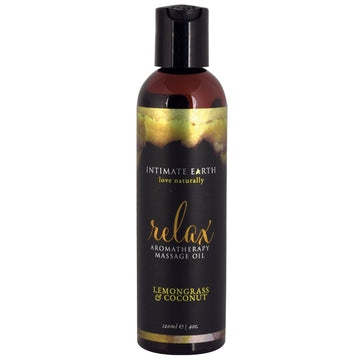 Intimate Earth Aromatherapy Oil Relax-Lemon Grass & Coconut 4oz - Eros Fine Goods