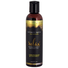 Intimate Earth Aromatherapy Oil Relax-Lemon Grass & Coconut 4oz - Eros Fine Goods
