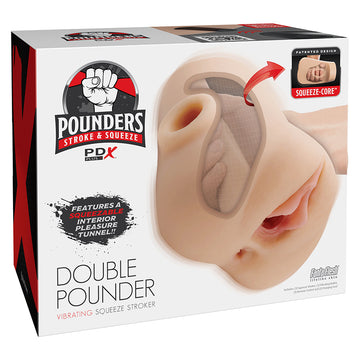 PDX Plus Double Pounder Vibrating Squeeze Stroker-Light - Eros Fine Goods