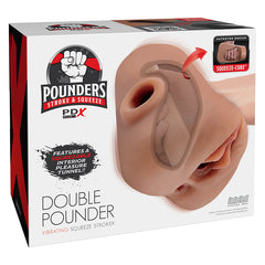 PDX Plus Double Pounder Vibrating Squeeze Stroker-Brown - Eros Fine Goods