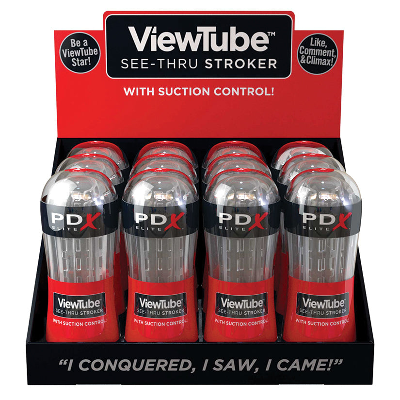 PDX Elite ViewTube Stroker Display (12 Pcs)-Clear - Eros Fine Goods