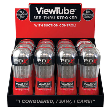 PDX Elite ViewTube Stroker Display (12 Pcs)-Clear - Eros Fine Goods