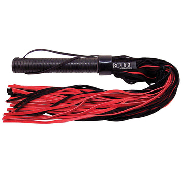 Rouge Group Long Suede Flogger with Leather Handle-Black/Red - Eros Fine Goods