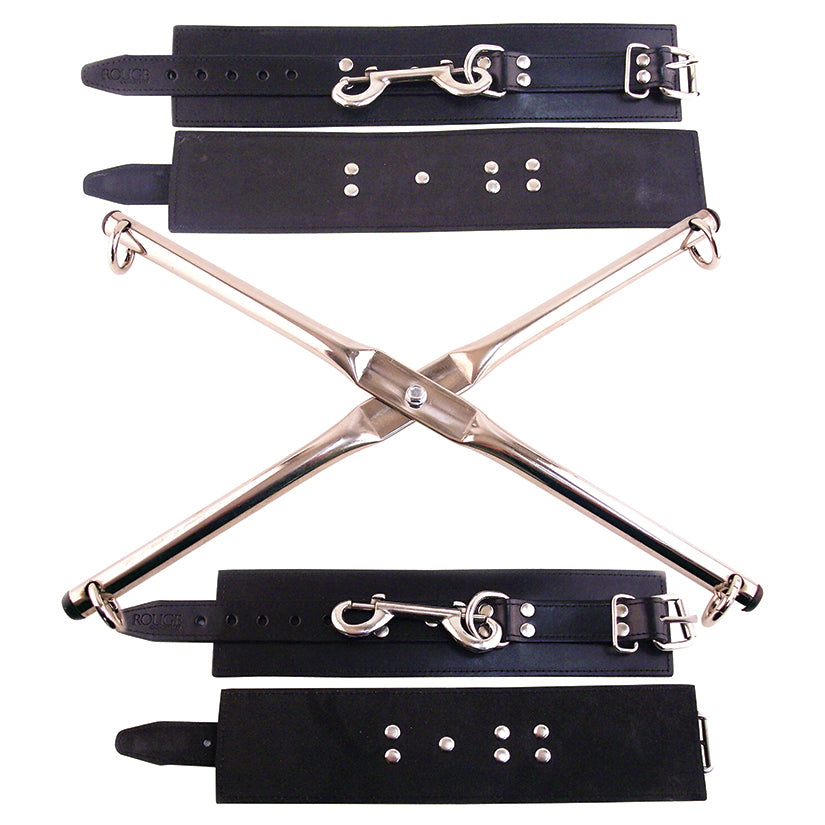 Rouge Group Rod Hog-Tie With Leather Wrist and Ankle Cuffs - Eros Fine Goods