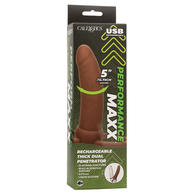 Performance Maxx Rechargeable Thick Dual Penetrator-Brown - Eros Fine Goods