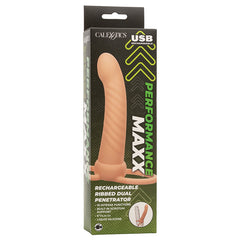 Performance Maxx Rechargeable Ribbed Dual Penetrator-Ivory - Eros Fine Goods