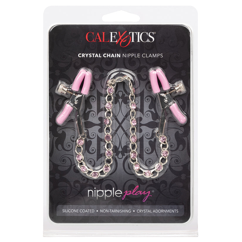 Nipple Play Crystal Chain Nipple Clamps-Pink - Eros Fine Goods