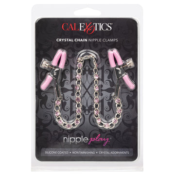 Nipple Play Crystal Chain Nipple Clamps-Pink - Eros Fine Goods