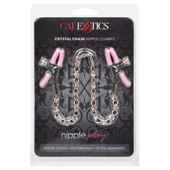 Nipple Play Crystal Chain Nipple Clamps-Pink - Eros Fine Goods