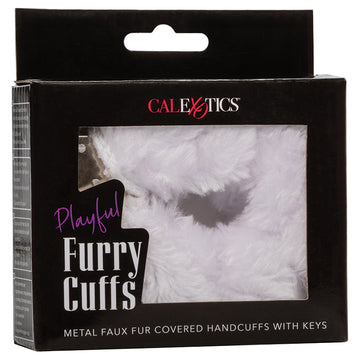 Playful Furry Cuffs-White - Eros Fine Goods