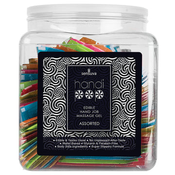 Sensuva Handi-Pop Hand Job Massage Gel Foil-Assorted Tub of 100 - Eros Fine Goods