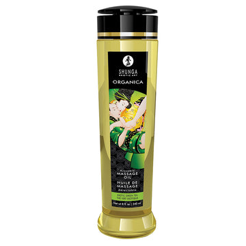 Shunga Organica Kissable Massage Oil-Exotic Green Tea 8oz - Eros Fine Goods
