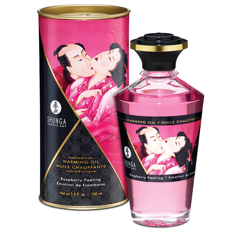 Shunga Aphrodisiac Warming Oil-Raspberry Feeling 3.5oz - Eros Fine Goods