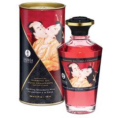 Shunga Aphrodisiac Warming Oil-Sparkling Strawberry Wine 3.5oz - Eros Fine Goods