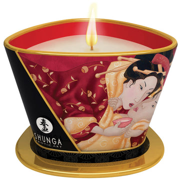 Shunga Massage Candle-Sparkling Strawberry Wine 5.7oz - Eros Fine Goods