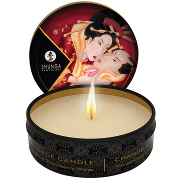 Shunga Mini Massage Candle-Sparkling Strawberry Wine 1oz - Eros Fine Goods