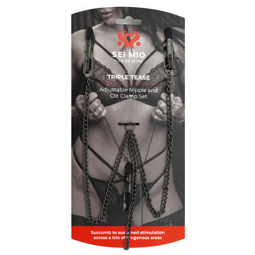 SEI MIO Triple Tease Adjustable Nipple and Clit Clamp Set - Eros Fine Goods
