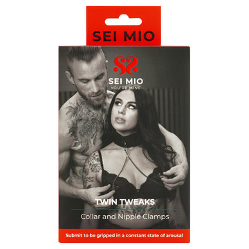 SEI MIO Twin Tweaks Collar with Nipple Clamps - Eros Fine Goods