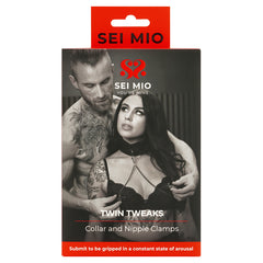 SEI MIO Twin Tweaks Collar with Nipple Clamps - Eros Fine Goods
