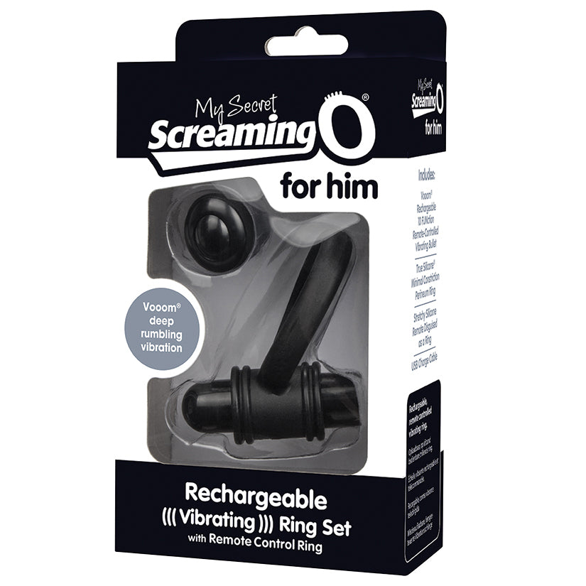 Screaming O My Secret Bullet and Ring for Him-Black - Eros Fine Goods
