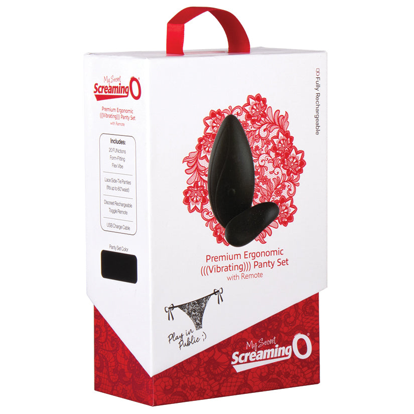 Screaming O My Secret Premium Ergonomic Vibrating Panty Set-Black - Eros Fine Goods