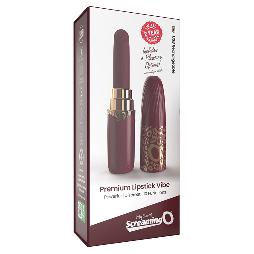 My Secret Premium Rechargeable Vibrating Lipstick-Merlot - Eros Fine Goods