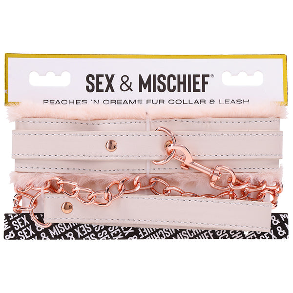 S&M Peaches ‘n CreaMe Fur Collar & Leash - Eros Fine Goods