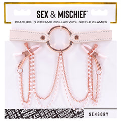 S&M Peaches 'n CreaMe Collar with Nipple Clamps - Eros Fine Goods