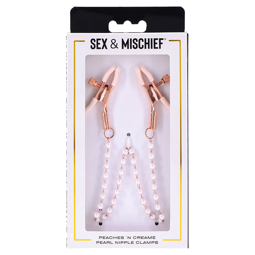 S&M Peaches 'n CreaMe Pearl Nipple Clamps - Eros Fine Goods