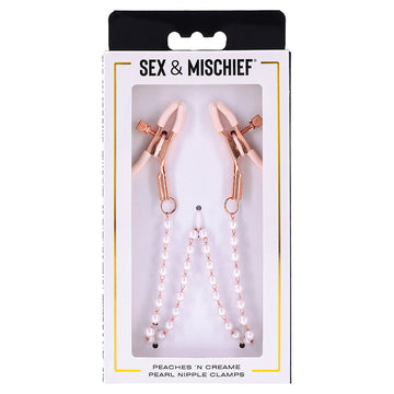S&M Peaches 'n CreaMe Pearl Nipple Clamps - Eros Fine Goods