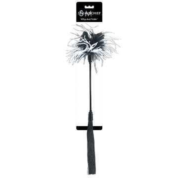 S&M Whip & Tickle-Black/White - Eros Fine Goods