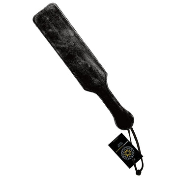Sportsheets Fur Lined Leather Paddle-Black - Eros Fine Goods