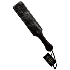 Sportsheets Fur Lined Leather Paddle-Black - Eros Fine Goods