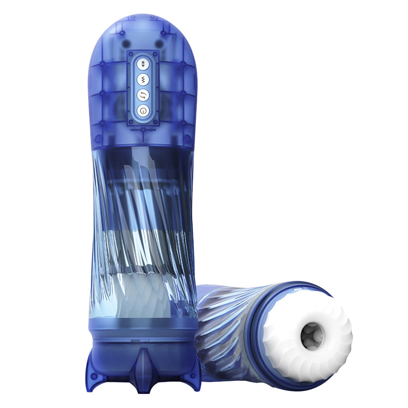 Tracy's Dog Steelcan Automatic Male Masturbator-Transparent Blue - Eros Fine Goods