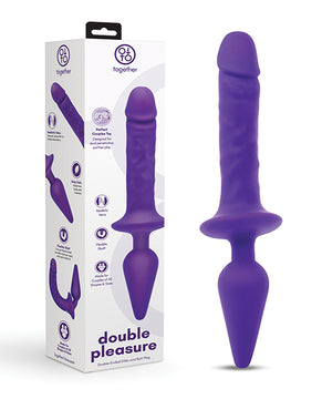 Together Double Pleasure 11" Double-ended Dildo & Butt Plug - Purple