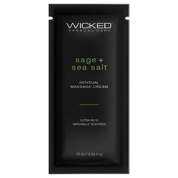 Wicked Sensual Massage Cream-Sage + Sea Salt Scented 10ml Foil - Eros Fine Goods