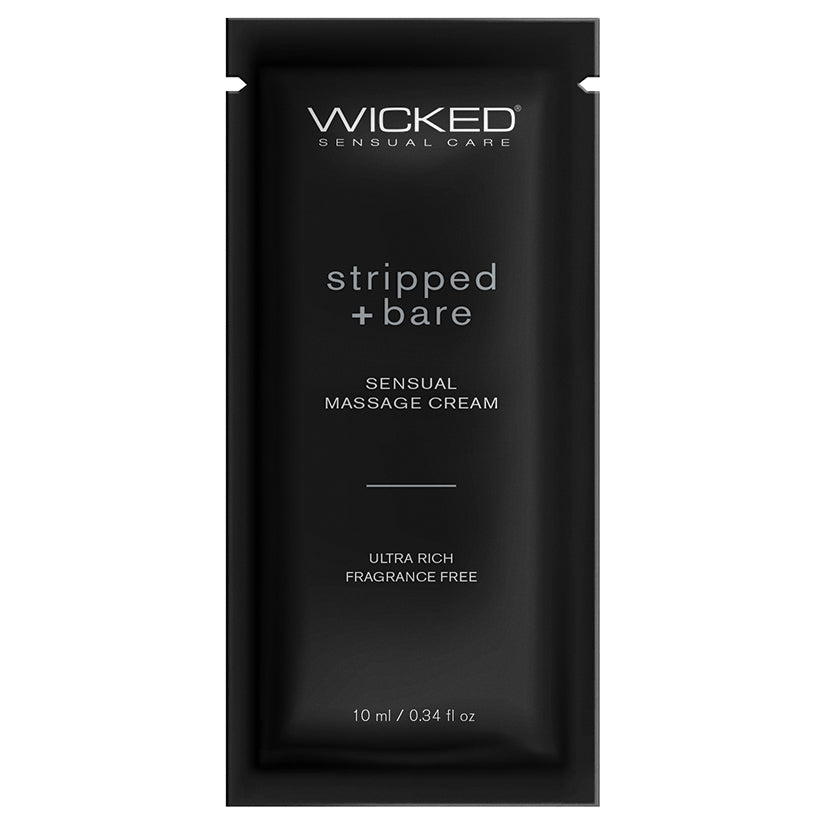 Wicked Sensual Massage Cream-Stripped + Bare Unscented 10ml Foil - Eros Fine Goods