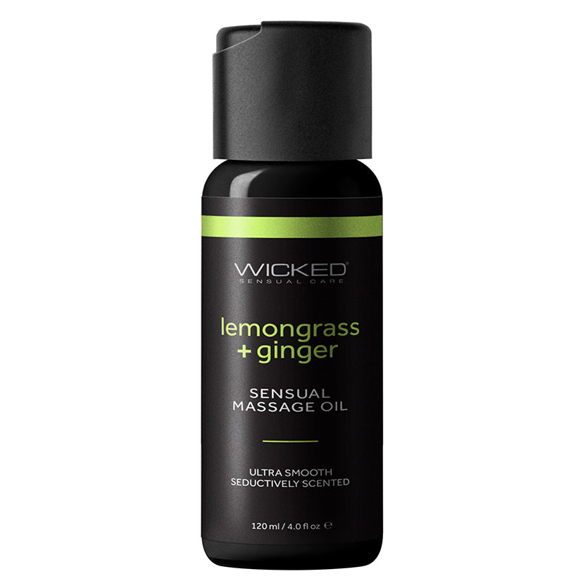 Wicked Sensual Massage Oil-Lemongrass and Ginger 4oz - Eros Fine Goods