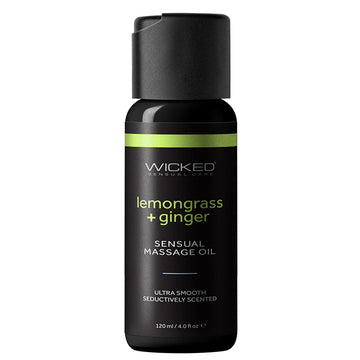 Wicked Sensual Massage Oil-Lemongrass and Ginger 4oz - Eros Fine Goods