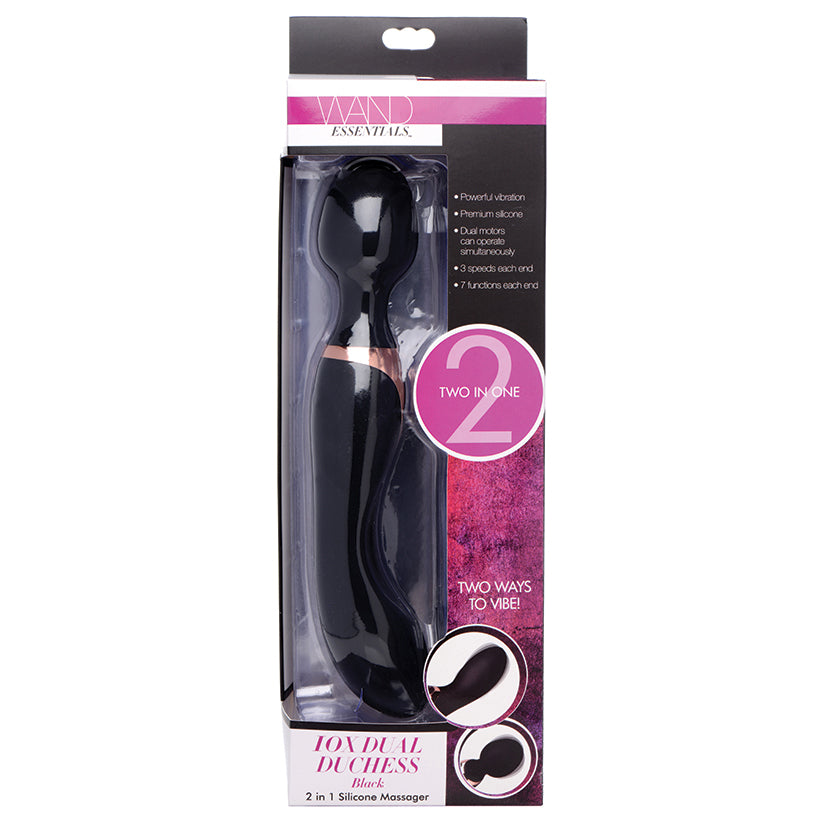 Wand Essentials 10X Dual Duchess 2-in-1 Silicone Massager-Black - Eros Fine Goods