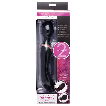 Wand Essentials 10X Dual Duchess 2-in-1 Silicone Massager-Black - Eros Fine Goods