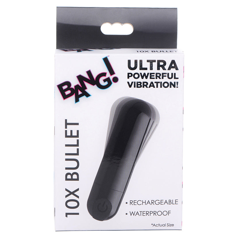 Bang! 10X Rechargeable Vibrating Metallic Bullet-Black - Eros Fine Goods